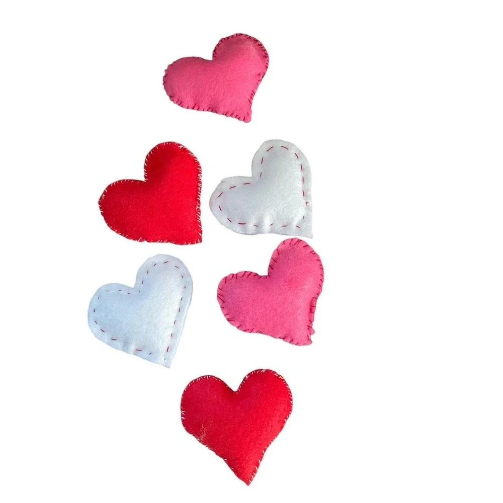 Heart Bowl Fillers Ornies Hand Crafted Valentines Felt Hearts Home Decor